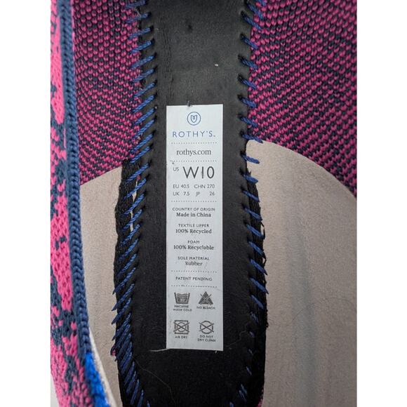 EUC Women's Rothy's The Loafer Fuchsia Navy Snake Limited Edition Size 10 - Picture 7 of 7